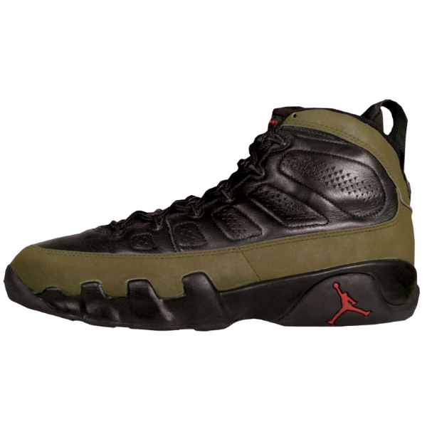 AIR JORDAN IX - BLACK-LIGHT OLIVE--TRUE RED from Jordan Collection